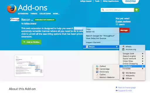 Recon  from Chrome web store to be run with OffiDocs Chromium online