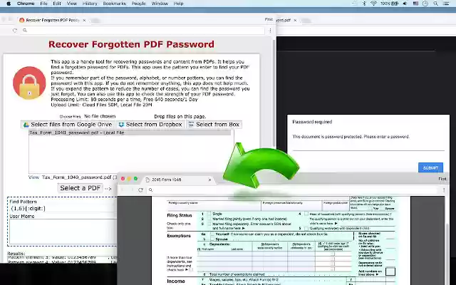 Herstel het vergeten PDF-wachtwoord uit de Chrome-webwinkel om het online met OffiDocs Chromium uit te voeren