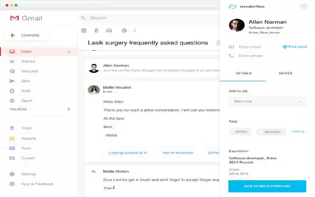 Recruiterflow  from Chrome web store to be run with OffiDocs Chromium online