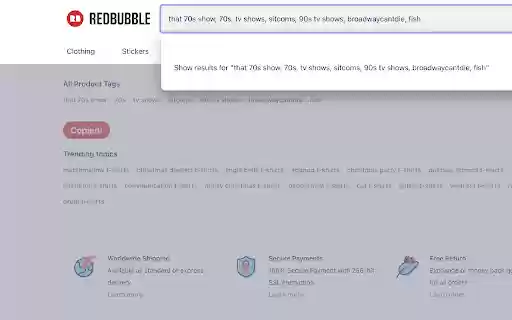 Redbubble Tag Grabber  from Chrome web store to be run with OffiDocs Chromium online