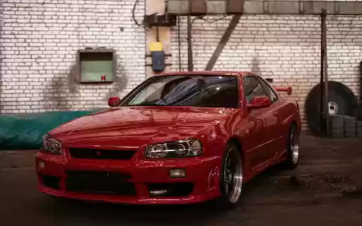 Red Car Parked in a Garage  from Chrome web store to be run with OffiDocs Chromium online