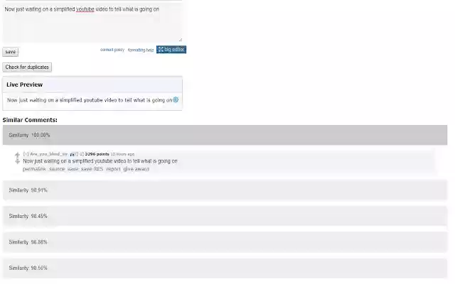 Reddit comment checker  from Chrome web store to be run with OffiDocs Chromium online