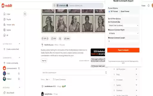 Reddit Comments Export  from Chrome web store to be run with OffiDocs Chromium online