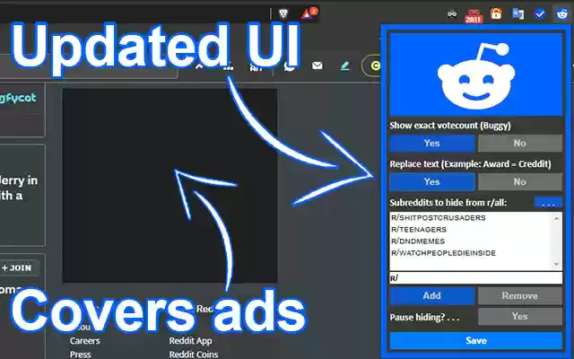 Reddit eddit  from Chrome web store to be run with OffiDocs Chromium online