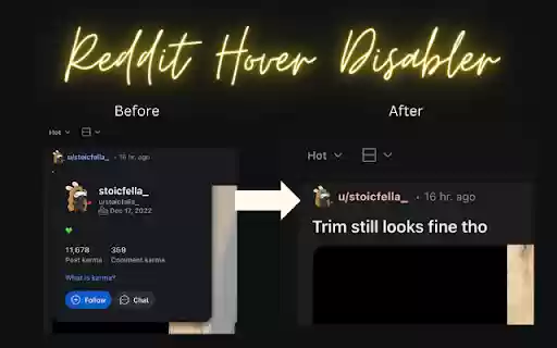 Reddit Hover Disabler  from Chrome web store to be run with OffiDocs Chromium online