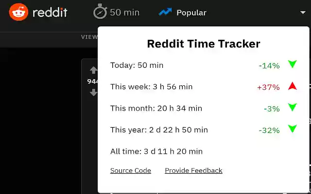 Reddit Time Tracker, OffiDocs Chromium çevrimiçi ile çalıştırılacak Chrome web mağazasından Kullanımınızı İzleyin
