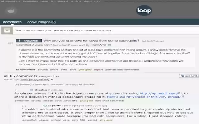 Reddit visible arrows  from Chrome web store to be run with OffiDocs Chromium online