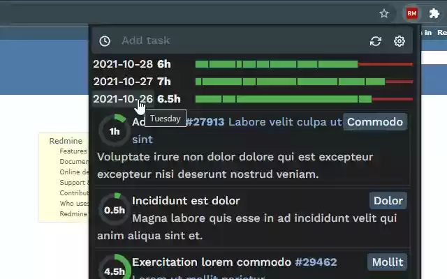 Redmine Time Spender  from Chrome web store to be run with OffiDocs Chromium online