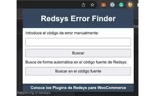 Redsys Error Finder  from Chrome web store to be run with OffiDocs Chromium online