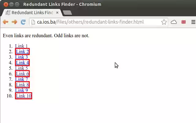 Redundant Links Finder  from Chrome web store to be run with OffiDocs Chromium online