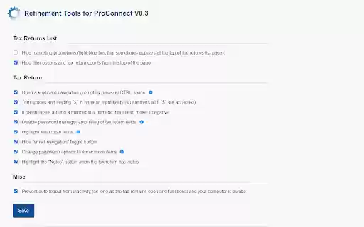 Refinement Tools for ProConnect  from Chrome web store to be run with OffiDocs Chromium online