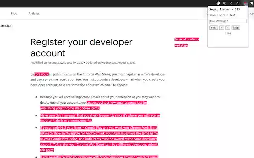 Regex finder  from Chrome web store to be run with OffiDocs Chromium online