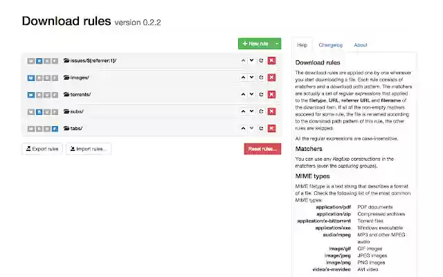 RegExp Download Organizer  from Chrome web store to be run with OffiDocs Chromium online
