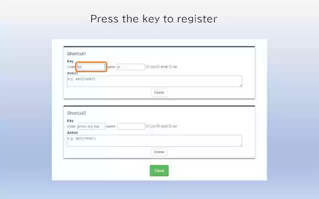 Register Shortcut Key  from Chrome web store to be run with OffiDocs Chromium online