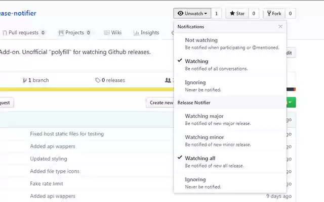 Release Notifier for Github from Chrome web store to be run with OffiDocs Chromium online Release Notifier for Github from Chrome web store to be run with OffiDocs Chromium online