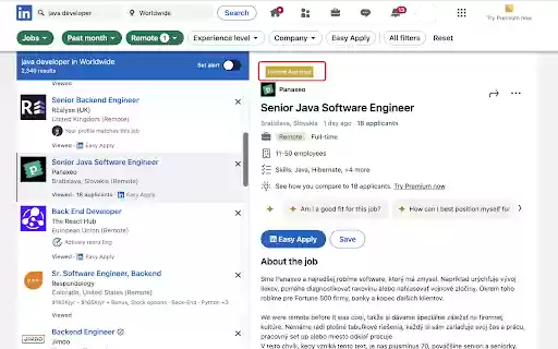 Remote Job Location Checker  from Chrome web store to be run with OffiDocs Chromium online