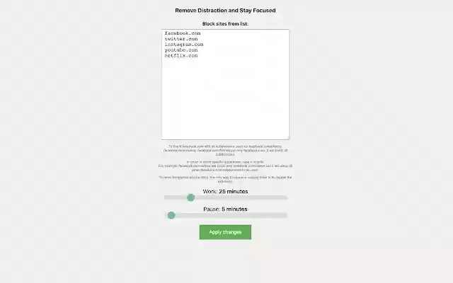 从 Chrome 网上商店中删除 Distraction Stay Focused 以使用 OffiDocs Chromium 在线运行