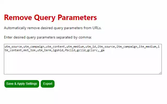 Remove Query Parameters (Beta)  from Chrome web store to be run with OffiDocs Chromium online