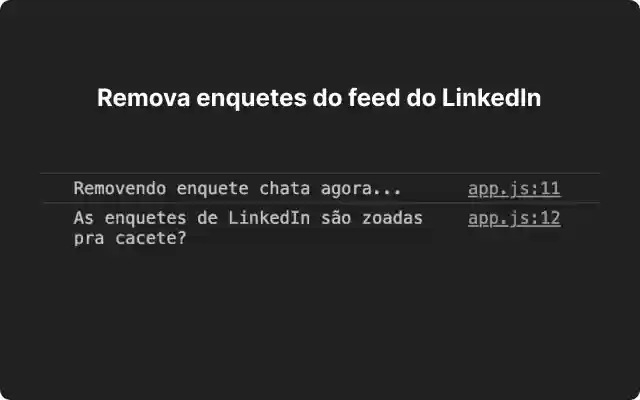 Remover enquetes do Linkedin  from Chrome web store to be run with OffiDocs Chromium online