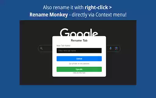 Rename Monkey Rename Tabs Easily from Chrome web store to be run with OffiDocs Chromium online Rename Monkey Rename Tabs Easily from Chrome web store to be run with OffiDocs Chromium online