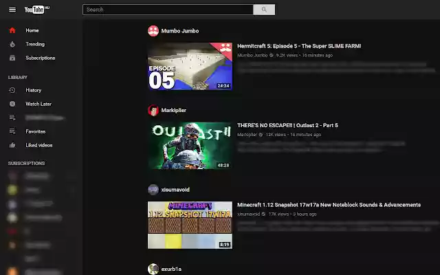 Replace YouTubes Home with Subscriptions  from Chrome web store to be run with OffiDocs Chromium online