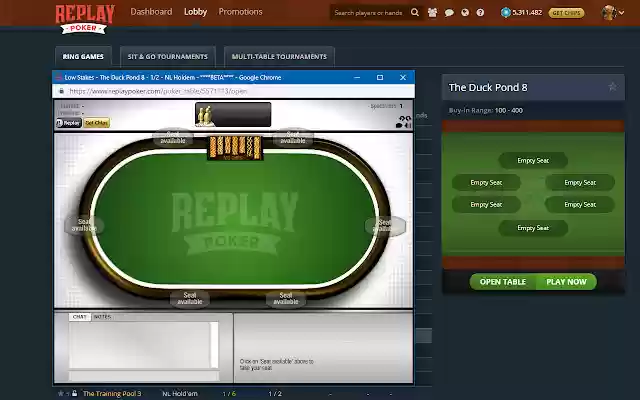 Replay Poker Flash Support  from Chrome web store to be run with OffiDocs Chromium online