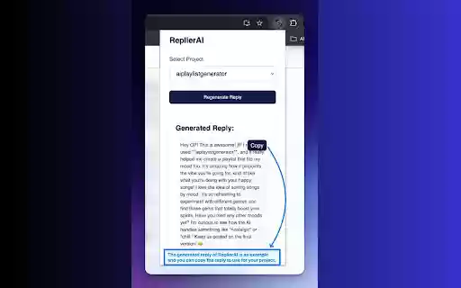 ReplierAI  from Chrome web store to be run with OffiDocs Chromium online