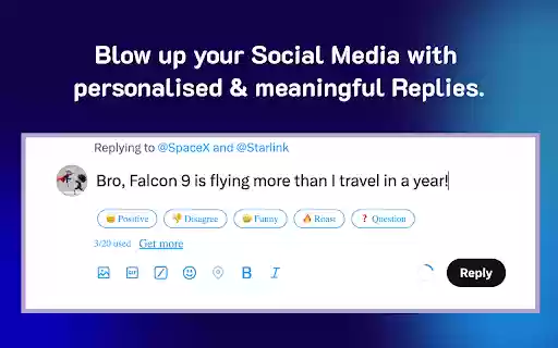 replyDone AI powered comments for LinkedIn/X (Twitter)  from Chrome web store to be run with OffiDocs Chromium online