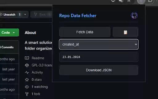 Repo Data Fetcher  from Chrome web store to be run with OffiDocs Chromium online
