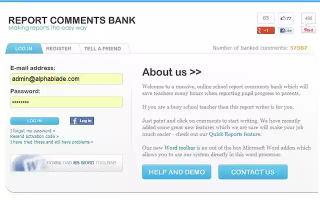 Report Comments Bank  from Chrome web store to be run with OffiDocs Chromium online