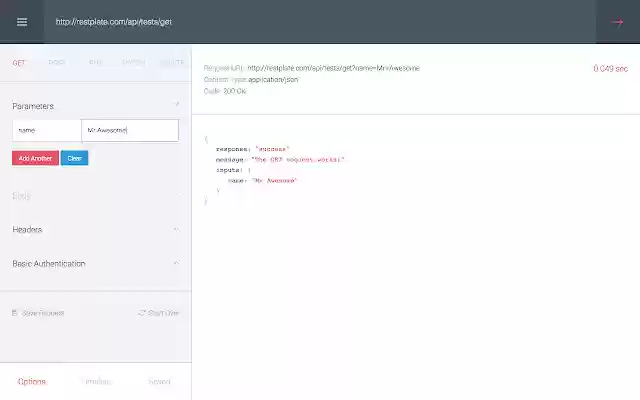 Restplate  from Chrome web store to be run with OffiDocs Chromium online