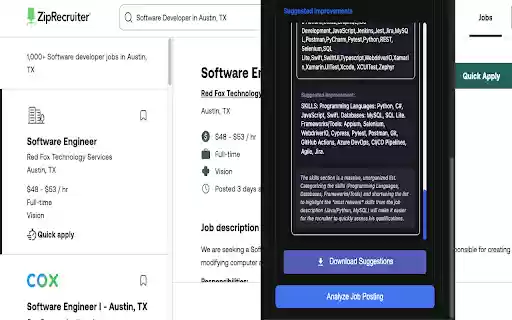 Resume Radar  from Chrome web store to be run with OffiDocs Chromium online