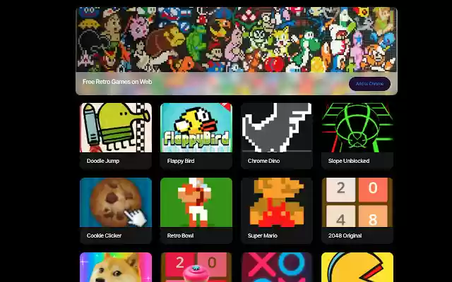 Retro Games  from Chrome web store to be run with OffiDocs Chromium online