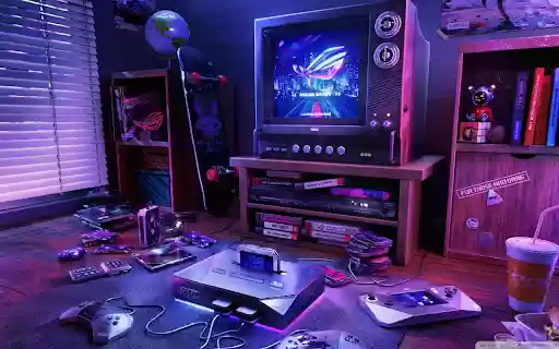 Retro Gaming Room – A Nostalgic Throwback  from Chrome web store to be run with OffiDocs Chromium online