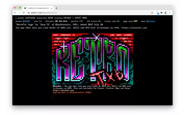 RetroTxt  from Chrome web store to be run with OffiDocs Chromium online