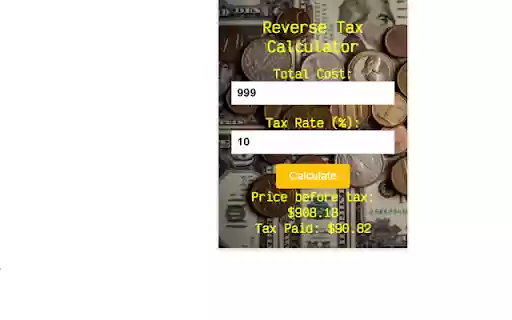 Reverse Tax Calculator  from Chrome web store to be run with OffiDocs Chromium online