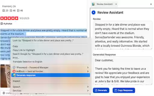 Review Assistant  from Chrome web store to be run with OffiDocs Chromium online