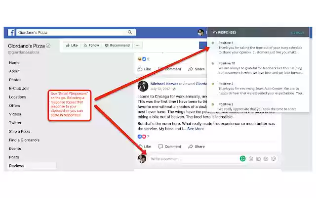 ReviewTrackers Smart Responses  from Chrome web store to be run with OffiDocs Chromium online