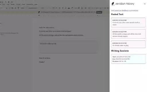 Revision History  from Chrome web store to be run with OffiDocs Chromium online