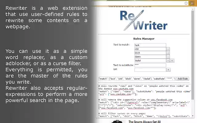Rewriter  from Chrome web store to be run with OffiDocs Chromium online