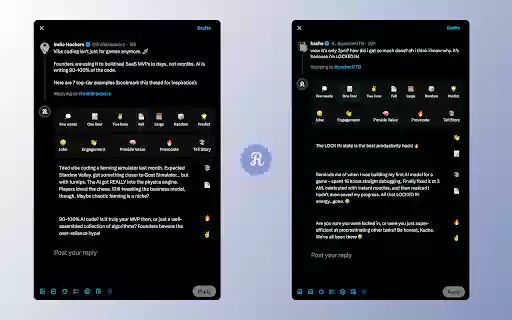 Rewy — AI Audience Growth Copilot for X/Twitter from Chrome web store to be run with OffiDocs Chromium online Rewy — AI Audience Growth Copilot for X/Twitter from Chrome web store to be run with OffiDocs Chromium online