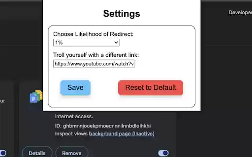 Rickroll Roulette  from Chrome web store to be run with OffiDocs Chromium online