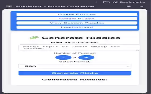 RiddleBot Puzzle Challenge  from Chrome web store to be run with OffiDocs Chromium online