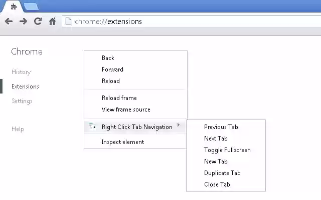 Right Click Tab Navigation  from Chrome web store to be run with OffiDocs Chromium online