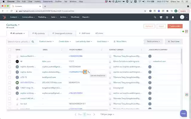 RingCentral for HubSpot  from Chrome web store to be run with OffiDocs Chromium online