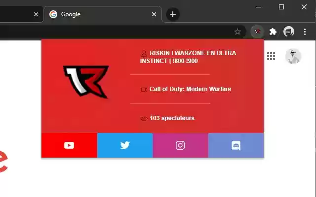 Riskin Twitch Extension  from Chrome web store to be run with OffiDocs Chromium online