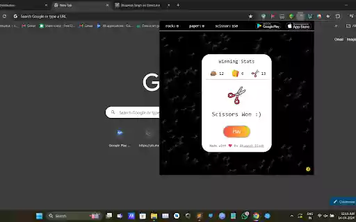 Rock Paper Scissor Simulator  from Chrome web store to be run with OffiDocs Chromium online