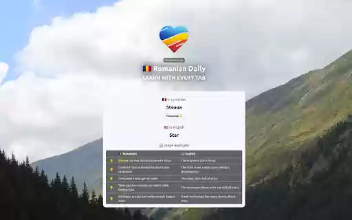 Romanian Daily: Learn with Every Tab from Chrome web store to be run with OffiDocs Chromium online Romanian Daily: Learn with Every Tab from Chrome web store to be run with OffiDocs Chromium online