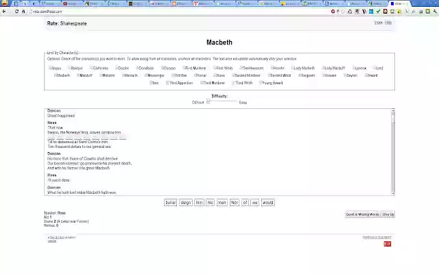Rote: Shakespeare  from Chrome web store to be run with OffiDocs Chromium online