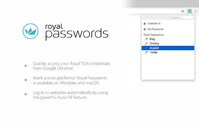 Royal Passwords  from Chrome web store to be run with OffiDocs Chromium online
